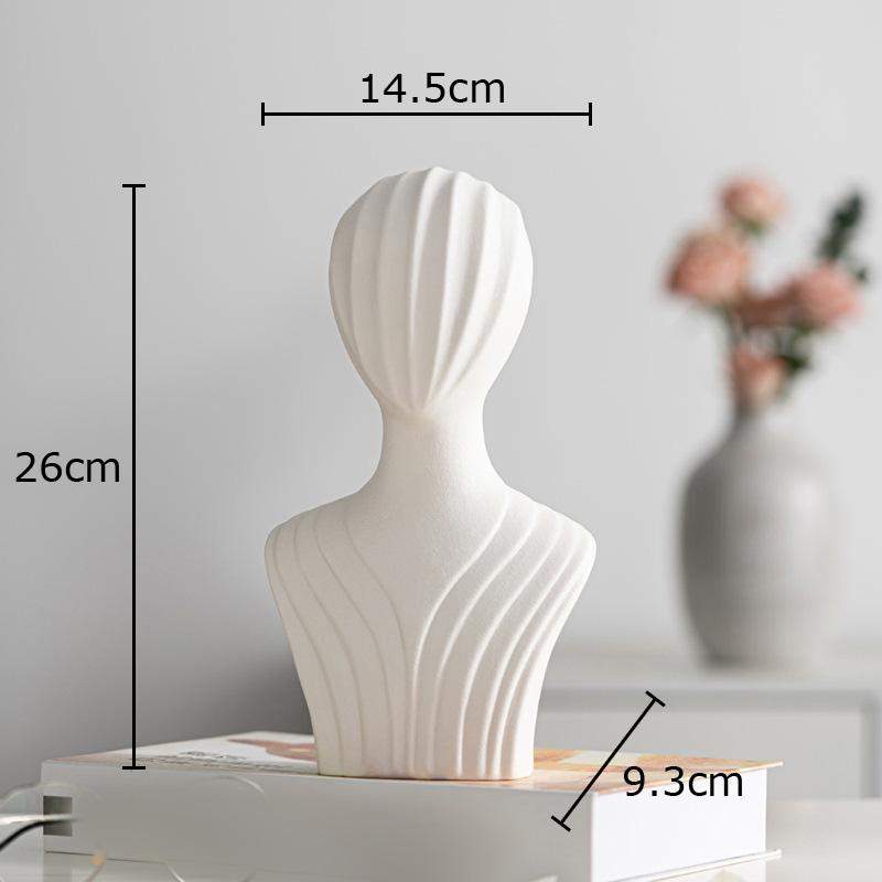 Minimalist Striped Figures Ceramic Statue Desk Decoration Ornaments Abstract White Character Sculpture Room Aesthetic Decor