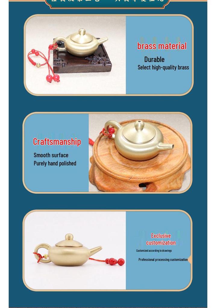 Mini Vintage Brass Teapot Ornament with Exquisite Handle Design