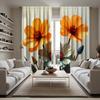 2 Stück Vorhänge mit orange-blauem Blumenmuster   Polyesterstoff   maschinenwaschbar   geeignet für Schlafzimmer-Wohnzimmer-Dekoration