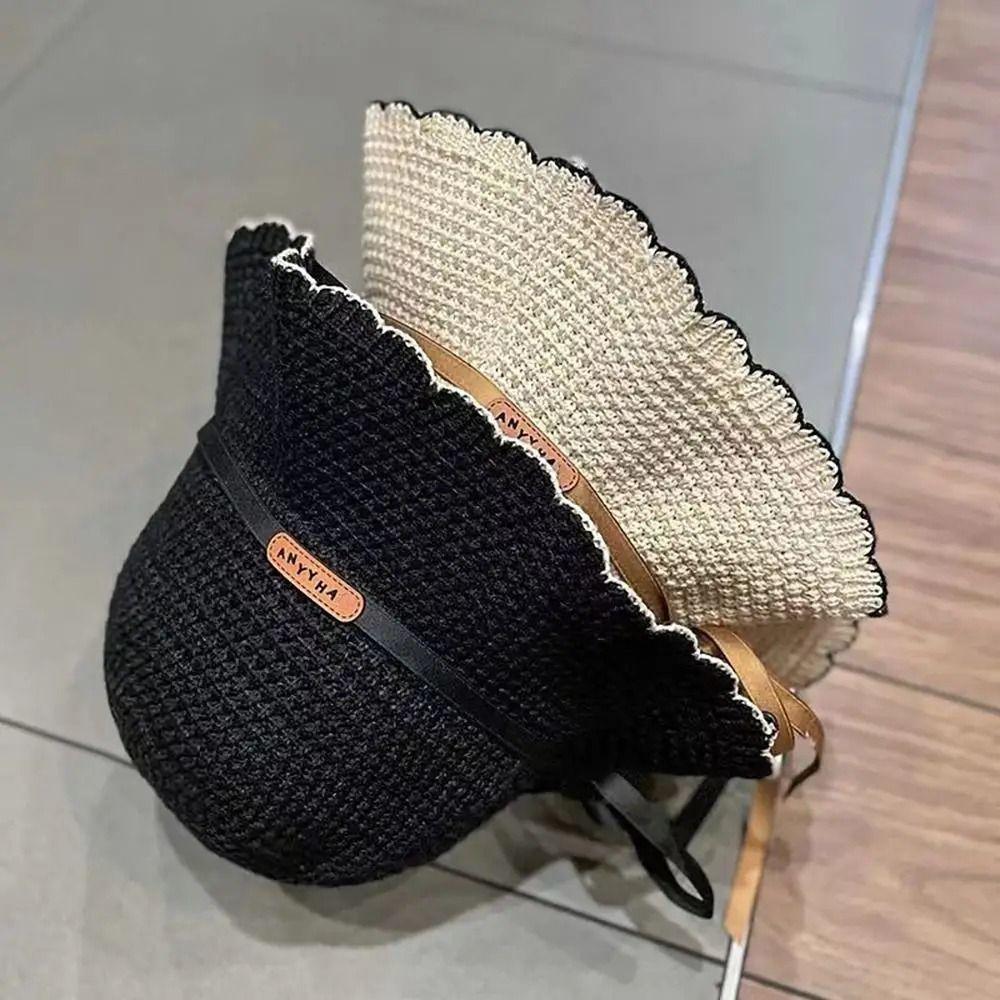 Breathable Crochet Bucket Hat UV Protection Summer Sunshade Visors Knit Fisherman Hat  Outdoor