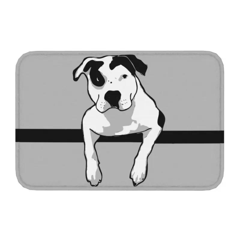 Staffordshire Bull Terrier Dog Door Floor Kitchen Bath Mats Outdoor EBT Cute Love Doormat Garage Entrance Rug Carpet Footpad