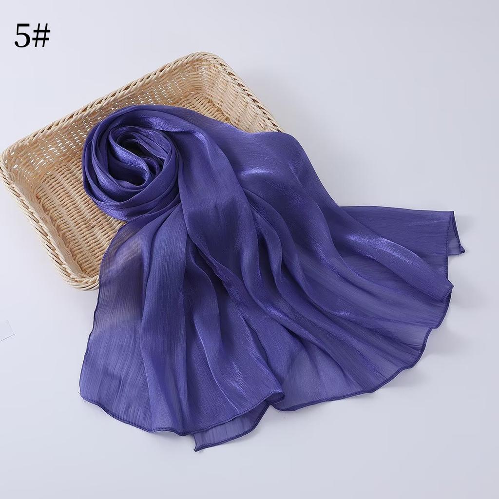 35 Colors Women Hijab Scarf Shiny Muslim Long Scarves Light Weight Soft Turban Shawl Organza Satin Shimmer Scarf