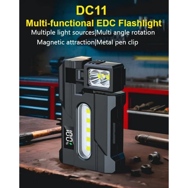 Small LED Flashlight Dual Light Source Keychain Light Ultra Bright USB Rechargeable Work Emergency Walking EDC Flashlight
