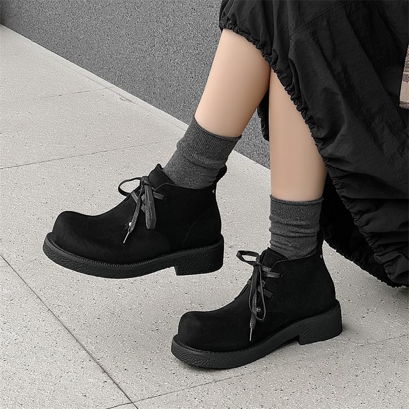 Derby shoes men's large size British style heightening in autumn and winter Martin boots retro medium-top velvet tooling boots men's 15522-J