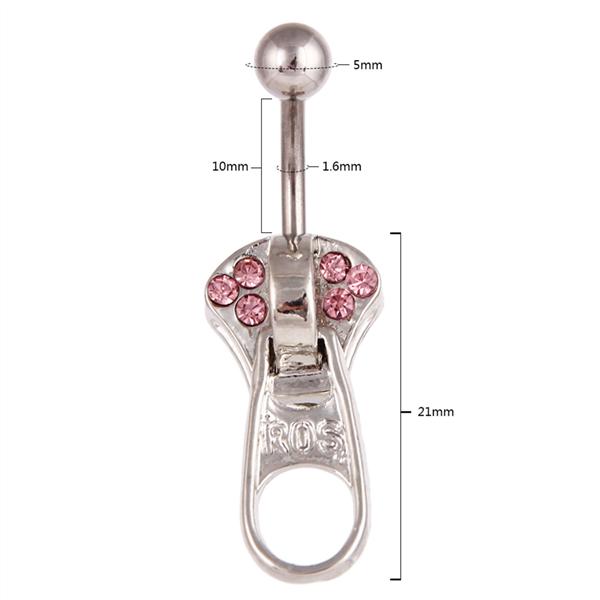 Buy 3Pcs Zipper Belly Button Ring Navels Barbell Surgical Steel