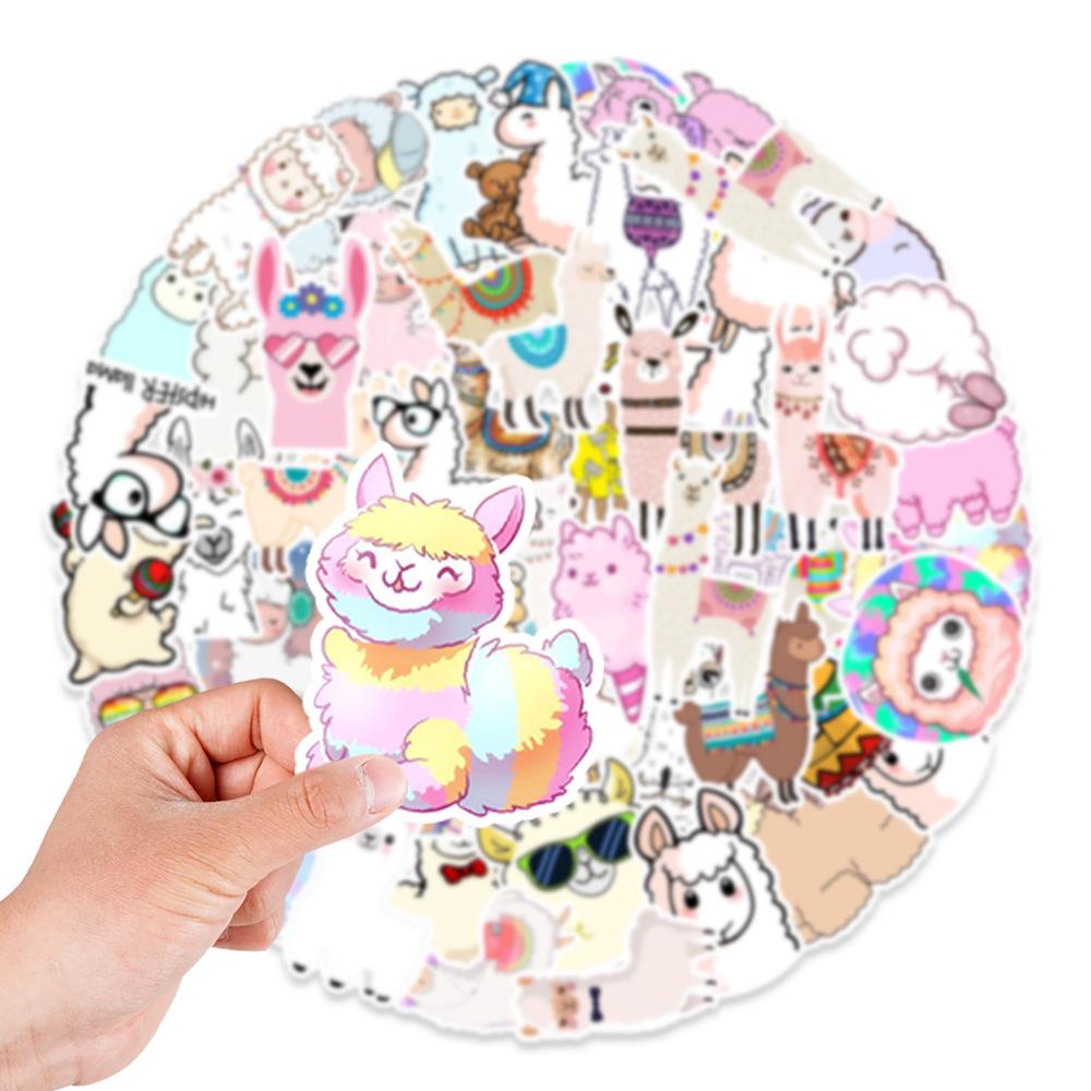 50-Pack Cute Alpaca Stickers for Phone, Laptop, Water Bottle, and Fridge