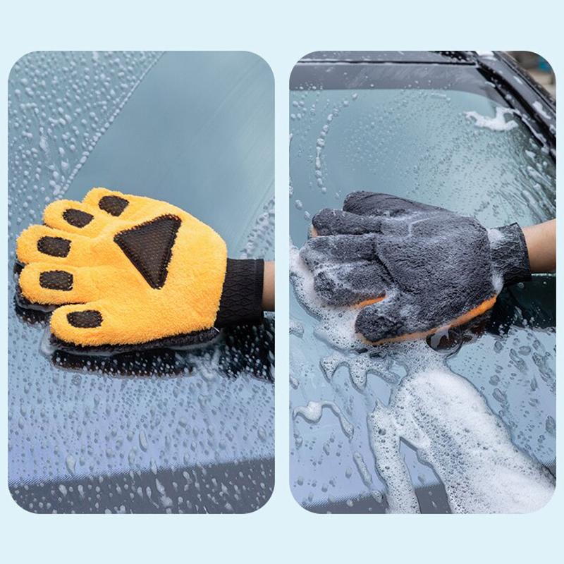 

5-Finger Car Washing Glove Double-Faced Coral Velvet Auto Cleaning Mitt Scratch-Free Ultra-Soft Car Detailing Wash Gloves оранжевый