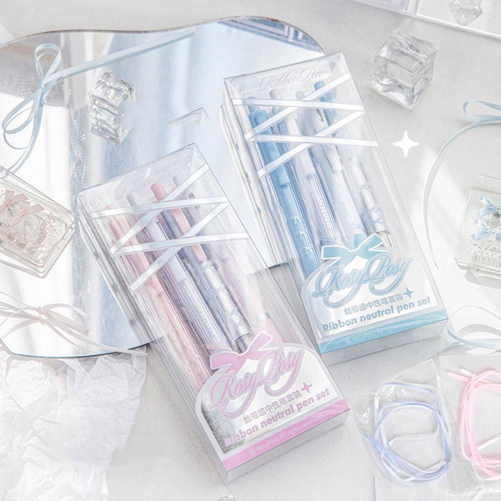 4pcs/set Press Black Ink Press Gel Pen Ballet Strap 0.38mm/0.5mm Gel Pens Set  Office Supply