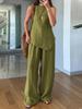 Ensemble Top Sans Manches et Pantalon Large pour Femme en 6 Couleurs
