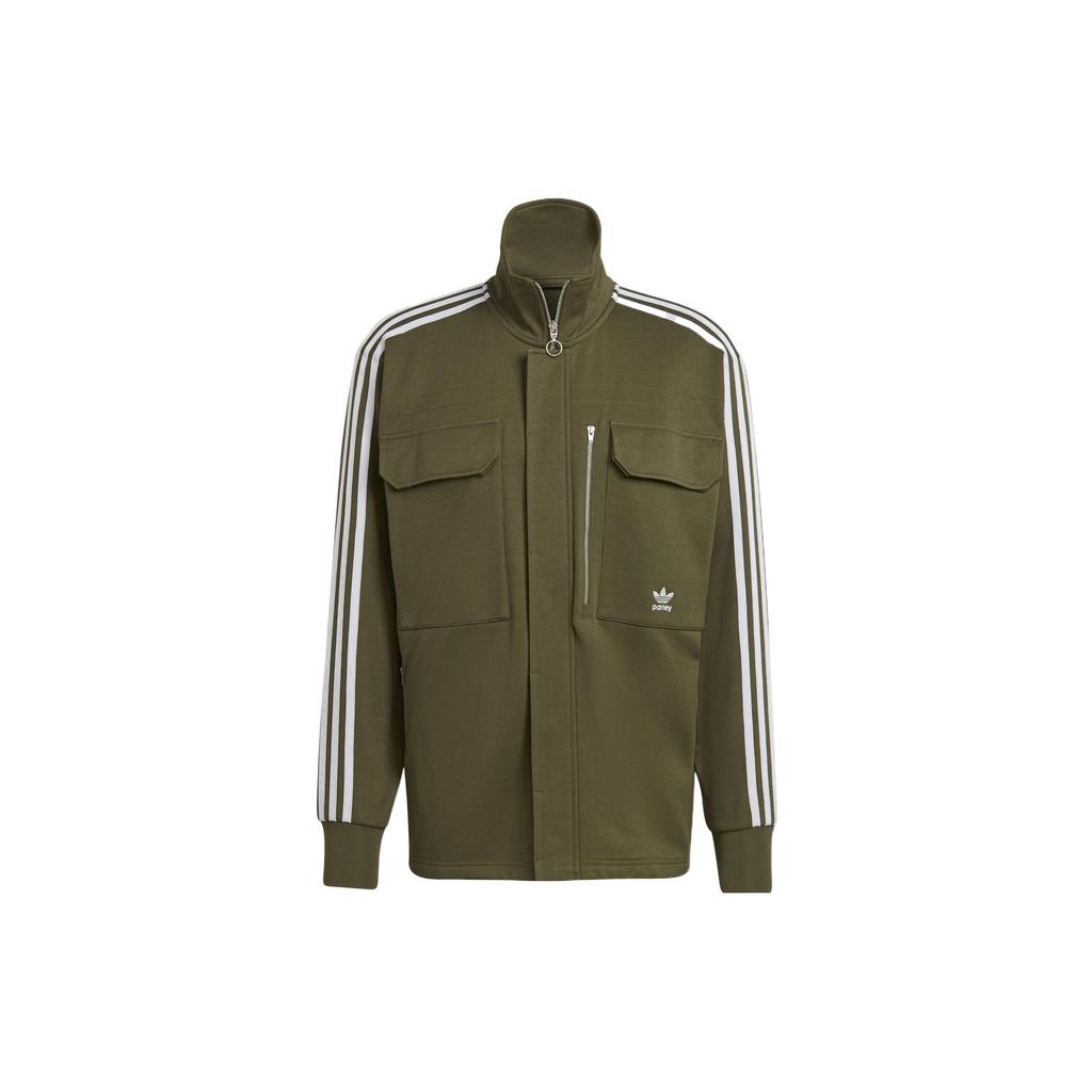 Men's adidas originals x Work Parley Crossover Casual Breathable Stripe Long Sleeves Olive Shirt HD2515