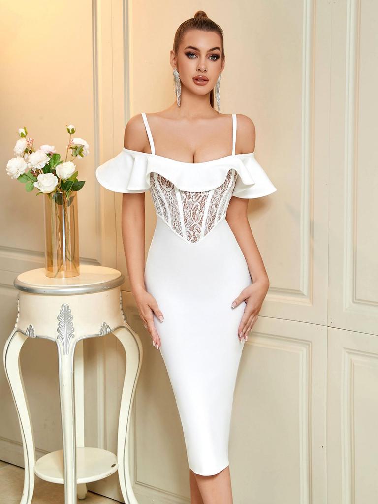 Women's One-Shoulder Slim Fit High Waist Solid Color Dress