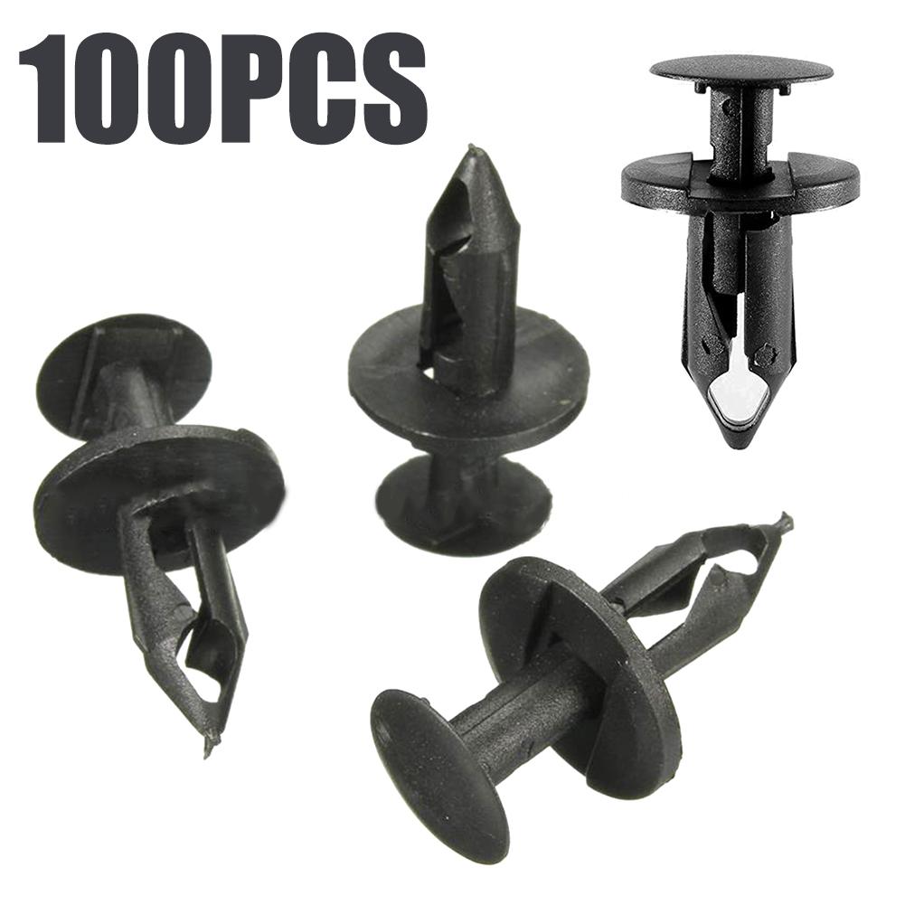 100pcs Car Inner Mudflap Clips Fender Clips Nylon Push Type Retainer Clips Accessories 21030249 For Chrysler 6503598 8mm Hole