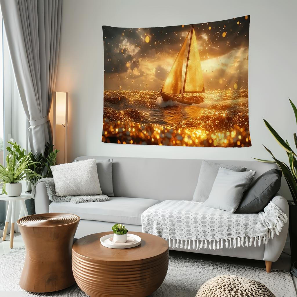 Sailing Yacht Theme Digital Printing Polyester Wall Hanging Tapestry Decorative Living Room Bedrooms Office Background Gift