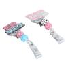 Nurse Badge Reel Holder Retractable Hand Painting Beaded Nursing Student Badge Reel Clip for Nursing