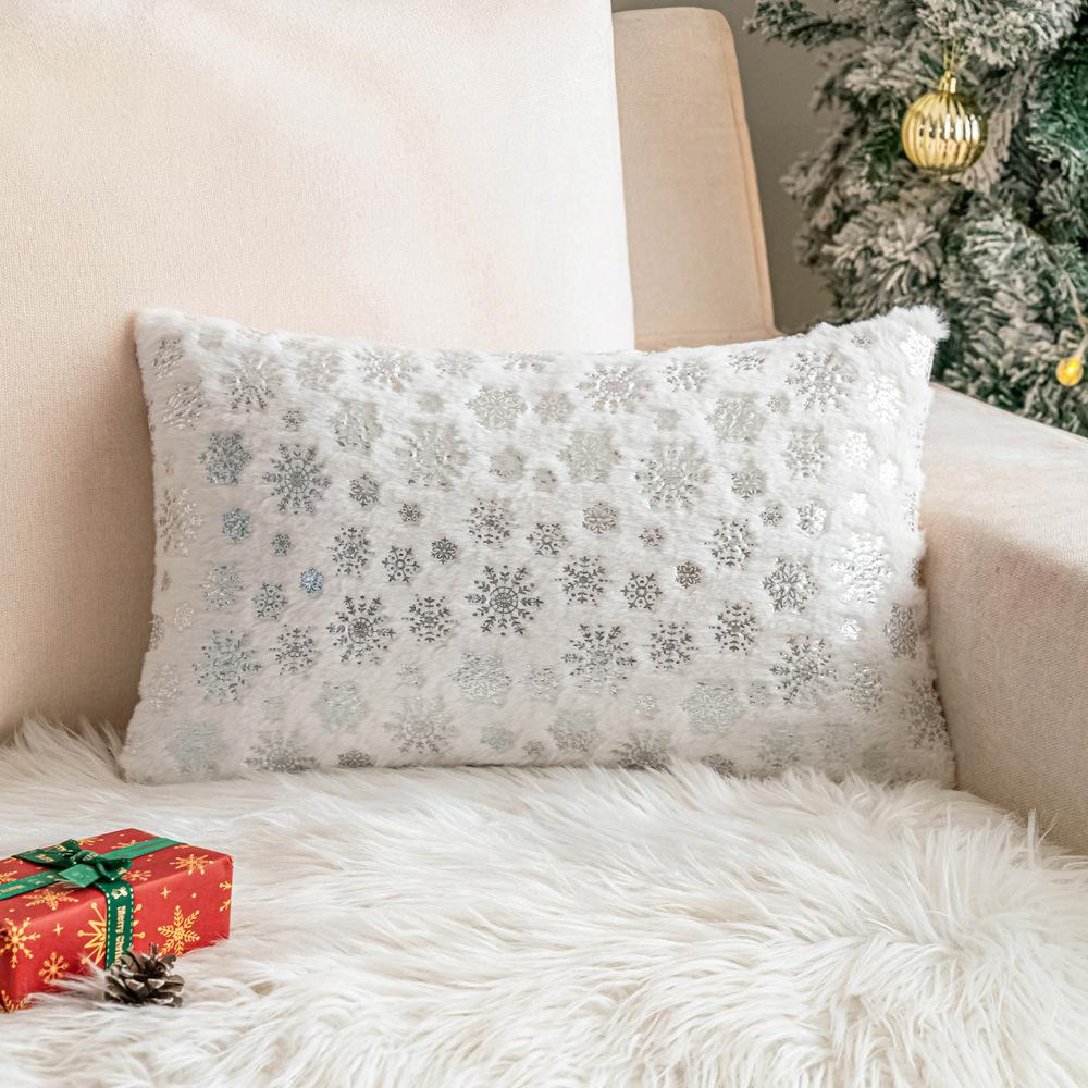 Imitation Rabbit Plush Pillowcase Christmas Tree Embroidery Living Room Sofa Pillow Cushion Christmas Atmosphere Decoration