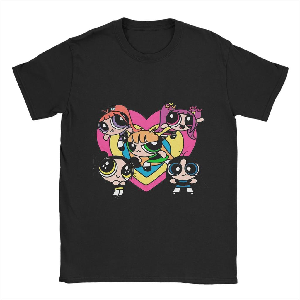 The P-Powerpuffs Girls  T-Shirts for Men  Vintage 100% Cotton Tee Shirt O Neck Short Sleeve T Shirt Birthday Gift Clothes