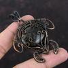 Silver Sheen Obsidian Pendant Copper Wire Wrapped Pendant Antique Copper Jewelry Gemstone Pendant Handmade Jewelry Tortoise Pendant For Gift