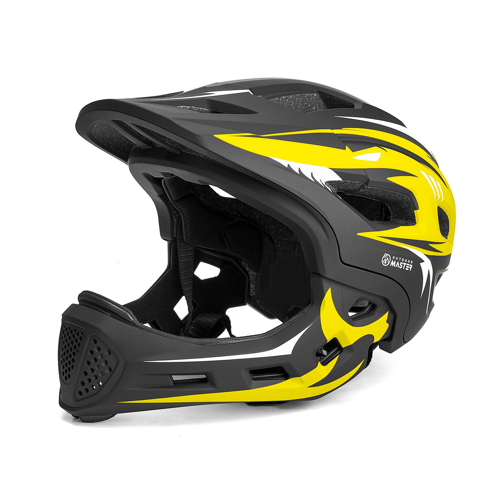 Kids Bike Skate Helmet Full Face Detachable Chin Guard Soft Liner EPS Shock Absorption Breathable Cycling Helmet S