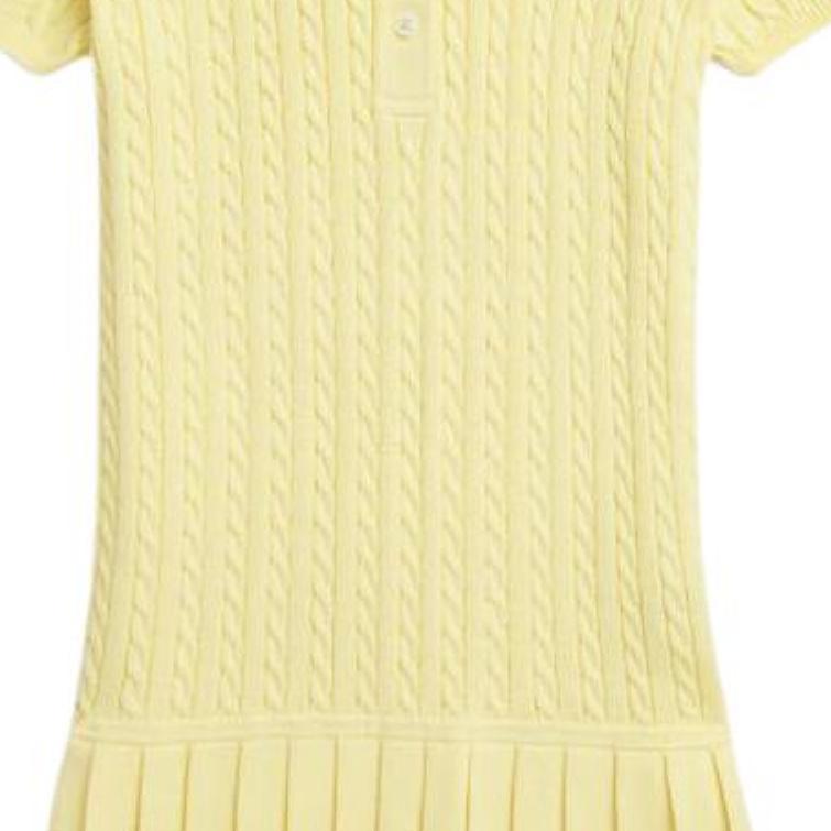 Polo Ralph Lauren Dress Ss24 Solid Color Logo Embroidery Short Sleeve Kids Dresses Yellow 313935037-002