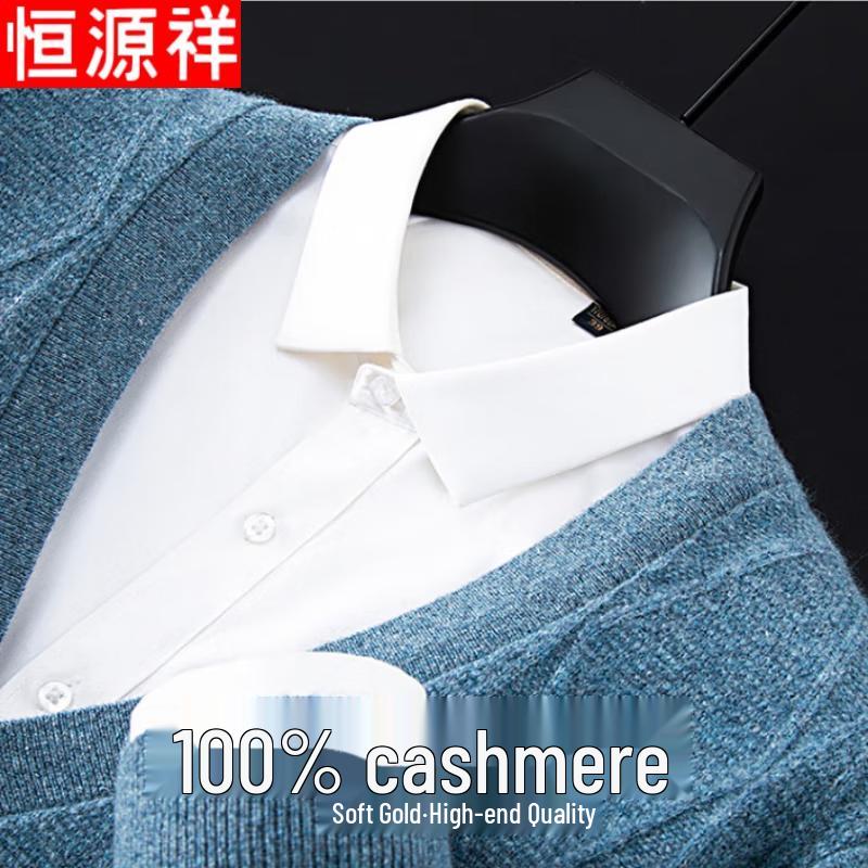 

Hengyuanxiang Men s Thickened Pure Cashmere V-Neck Cardigan M