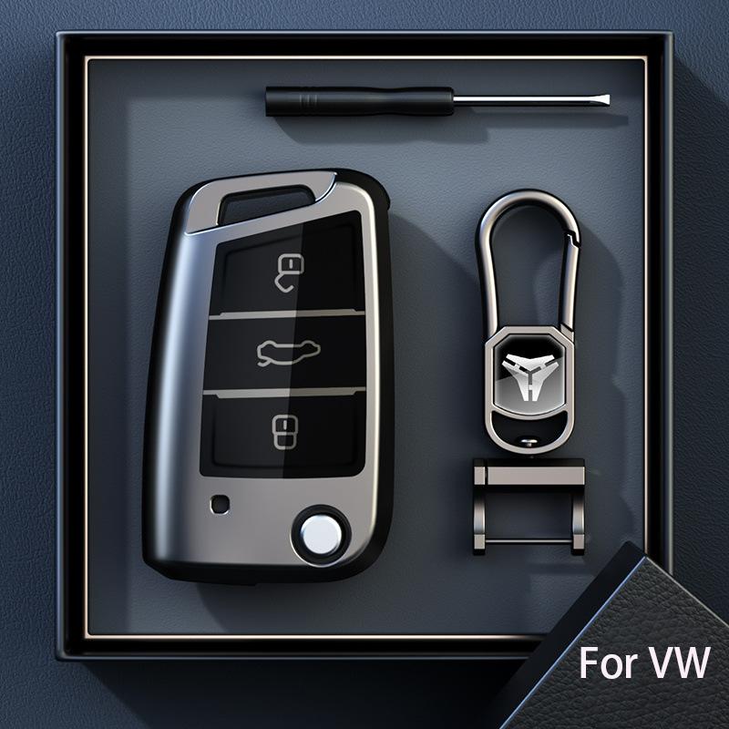Titanium Gray for Volkswagen VW Polo Golf 7 Passat Tiguan MK2 Beetle Ateca Caddy T5 Flip Folding Car Key Case Cover Accessories