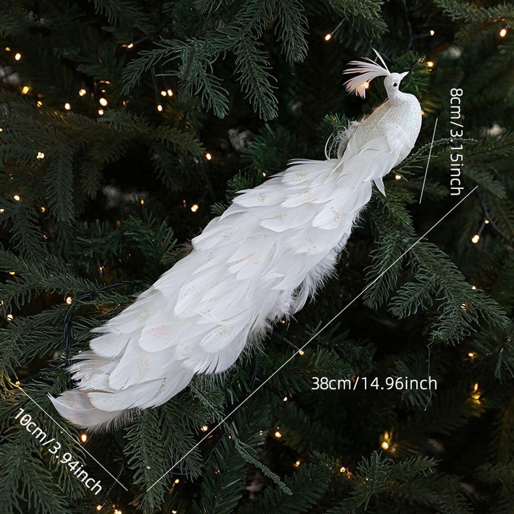 Colorful Christmas Bird Ornaments Glitter Feather Simulation Peacock  Parties Supplies