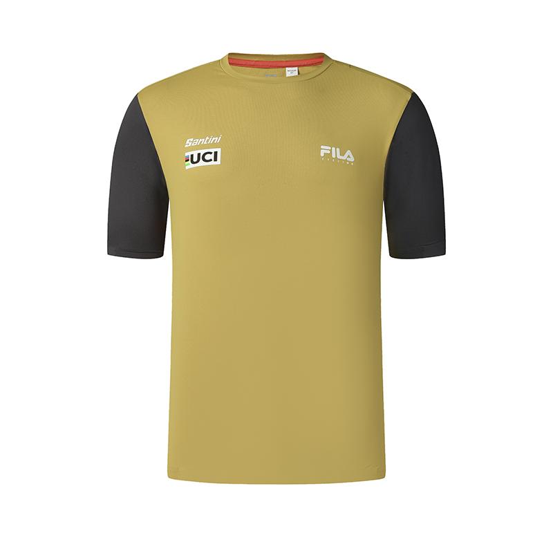 

New FILA CYCLING T Shirt Men s Sand Mustard Yellow A11M528102F-MT 180/100A/XL