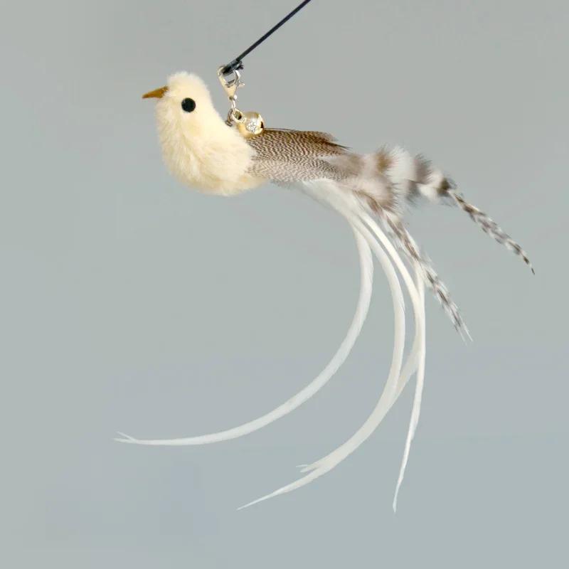 Cat Feather Toy Accessories False Birds Worm Toy with Bell Kitten Cat Toys Interactive Replacement Refill Foam Ball Training