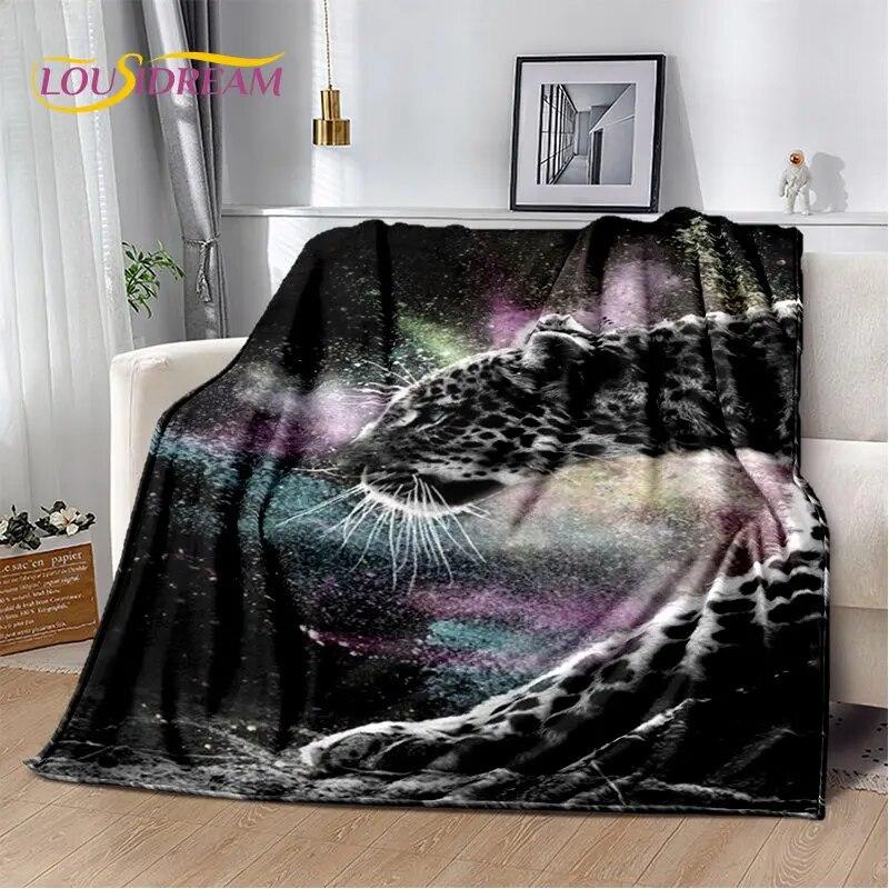 3D Animal Leopard Cheetah Cartoon Beast Soft Plush Blanket,Flannel Blanket Throw Blanket for Living Room Bedroom Bed Sofa Picnic