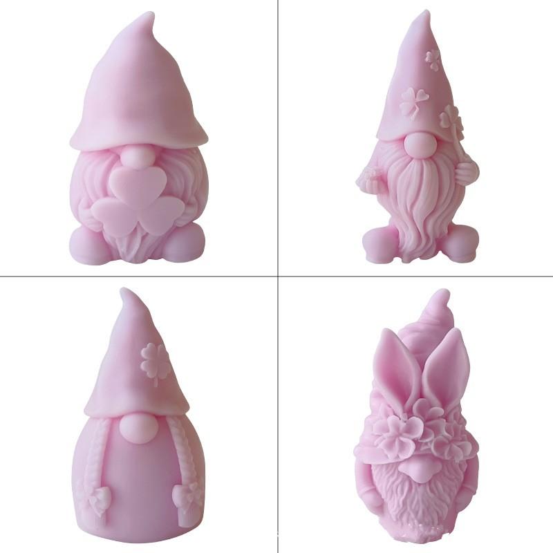 Weihnachten 3D Zwerg Silikon Kerzenformen DIY Glücksklee Älterer Aromath Wachsform Gipsstatue Harzgusswerkzeuge Heimgeschenke