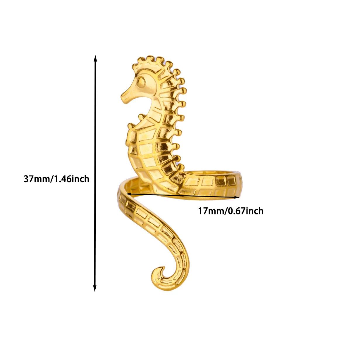 

2025 Gold Color Turtle Opening Ring For Women Trend Stainless Steel Waterproof Starfish Bague Elegant Jewelry Christmas Gifts resizable