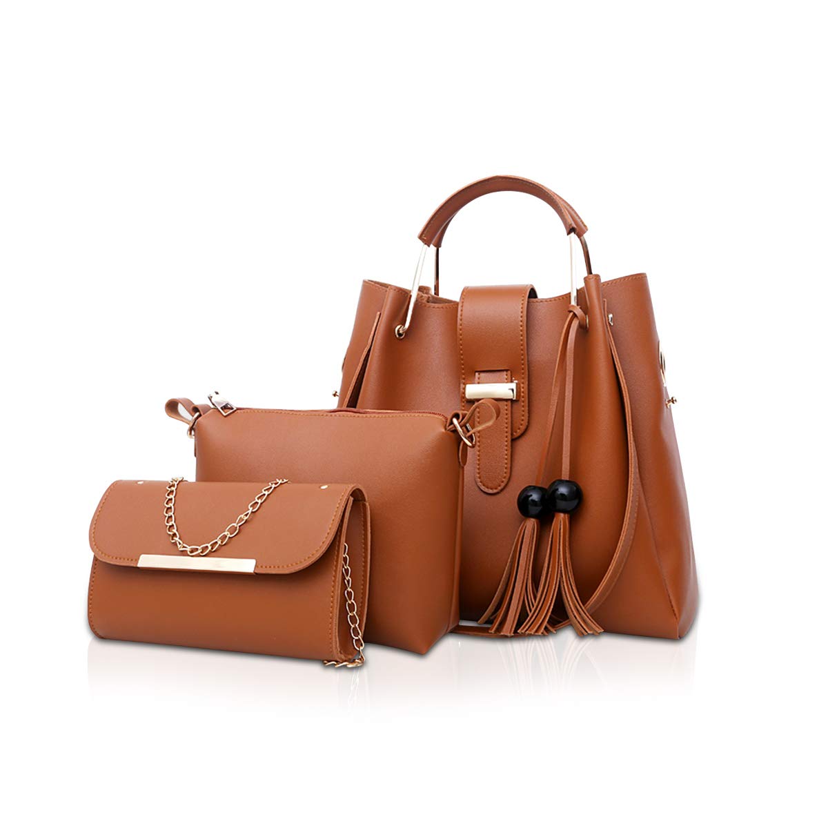 

handbag set with shoulder makeup PU shoulder crossbody gift [NICOLE & DORIS] Women s 3-piece tassels, bag, pouch, parent-child bag, 3-piece,