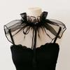 Eleganter Rüschen-Falschkragen Schal Transparenter Netz-Organza Abnehmbarer Kragen Vintage Schal Schulterwärmer für Viktorianische Blusen