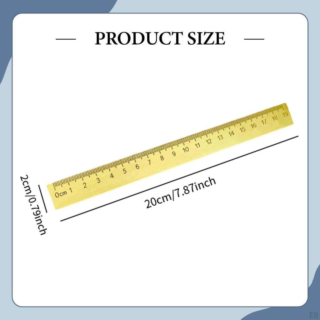 Brass Ruler Paperweight Bookmark Compact Calligraphy Practice Supplies Measuring for Drawing