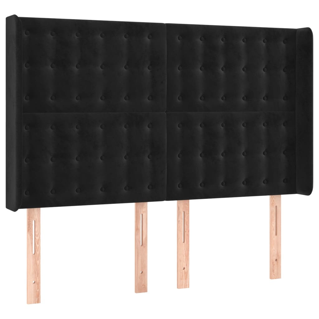 Vidaxl Wingback Headboard, Black, 147X16X118/128 Cm, Velvet