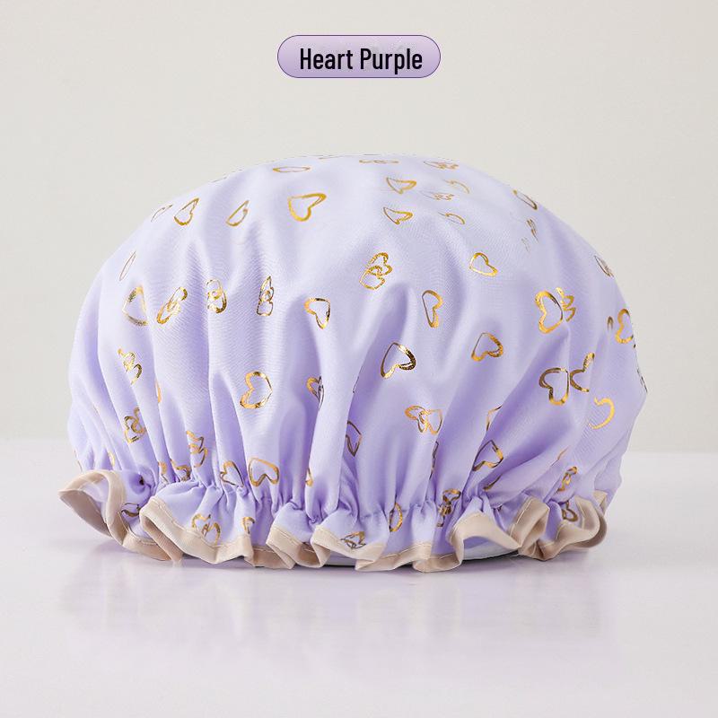 Waterproof Double-Layer Polyester Cotton Shower Cap for Women