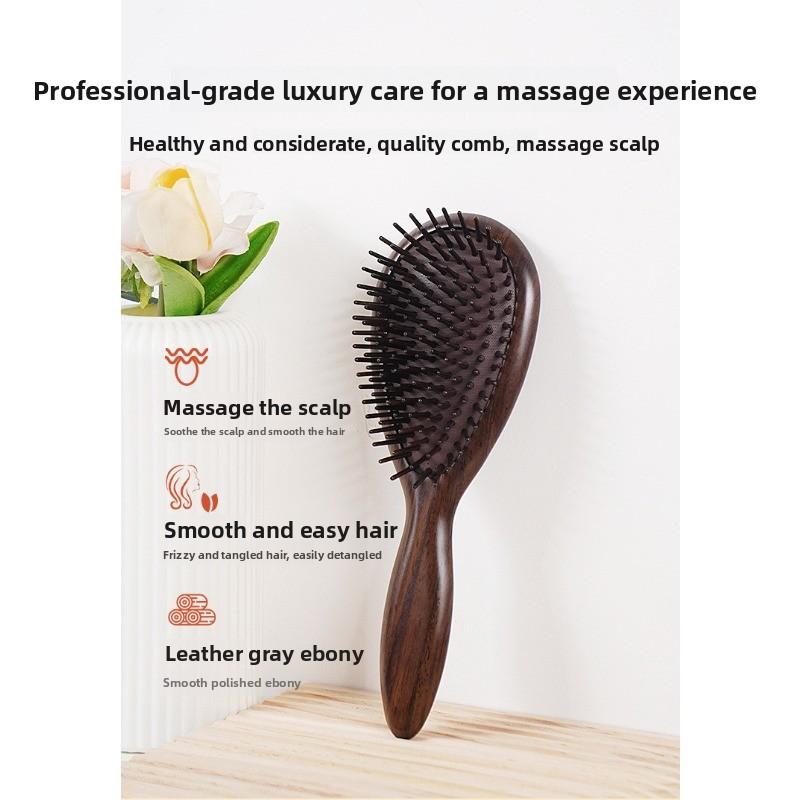Ebony Wood Air Cushion Comb - Scalp Massager for Long Hair, Suitable for Men and Women