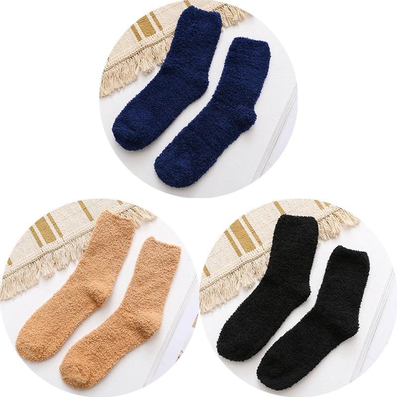 Thicker Wool Warm Men Socks Winter Thicken Coral Fleece Socks Casual High Elastic Snow Boots Socks Soft Fluffy Floor Sock