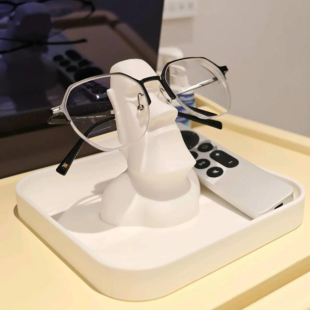 Eyeglass Holder Stand Easter Island Statue Storage Box Decorative Eyeglass Stand for Home Office Bedroom Living Room Study