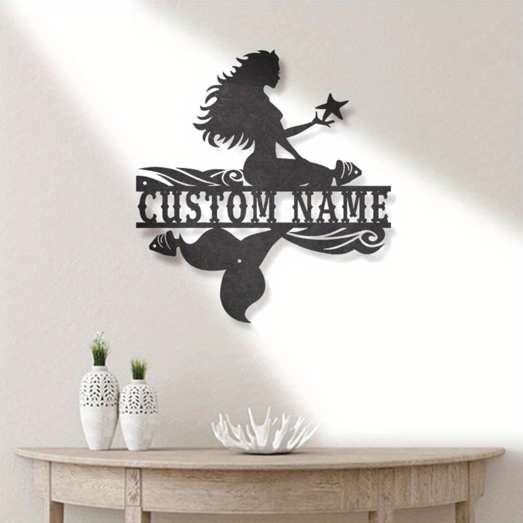 Personalized Mermaid Metal Wall Art Custom Decor Unique Hanging Accent