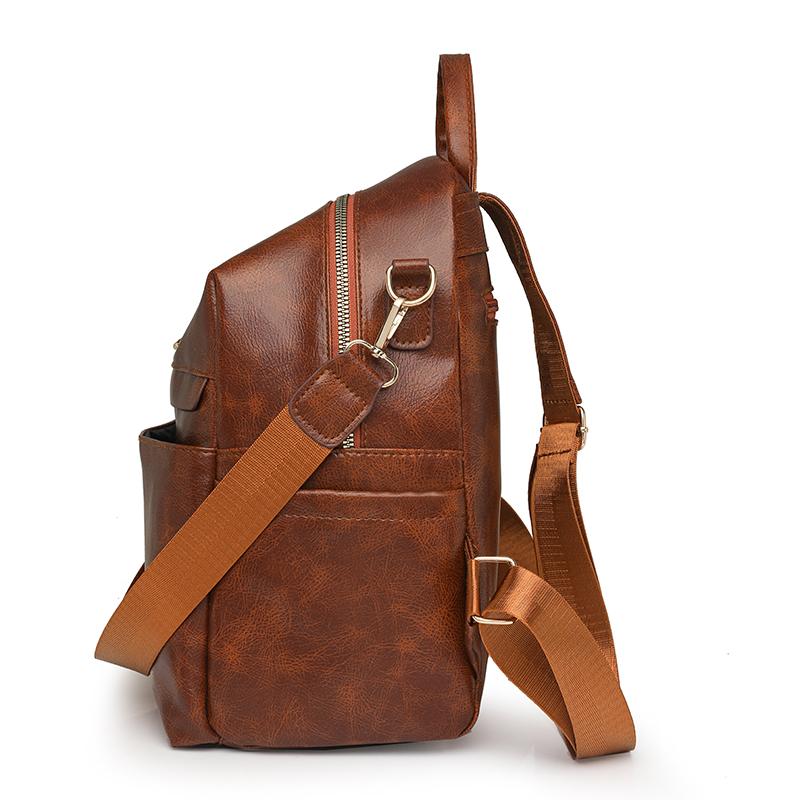 Women's Large Capacity Backpack Soft Leather Student Schoolbag Travel Backpack Multifunctional Shoulder Bag