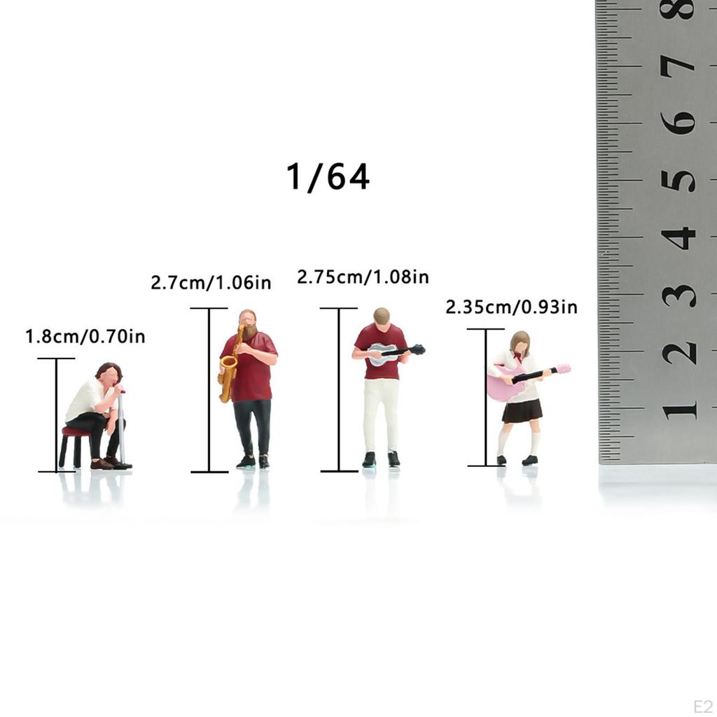 4x 1/64 Scale Miniature Figures Painted Scenes DIY Projects Sand Table Decoration Micro