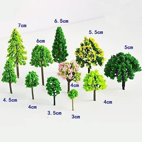 Forest Model 55 Diorama 9 Sizes for N Gauge and Buildings Model Trees, Pieces, Kit, 3-7cm, Mixed, Dioramas, Railways, (55 Pieces, A)