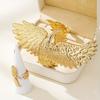 Individuality Exaggerated Punk Style Designed Eagle Open Ring Glossy Ring, Niche Retro Floral Geometric Jewelry Set