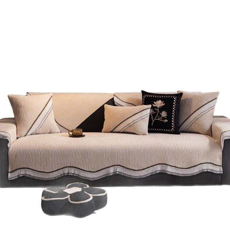New Special-Shaped Sofa Cushion, Four-Season Universal Light Luxury Non-Slip Sofa Cover, Living Room Leather Sofa, Advanced Seat Cushion