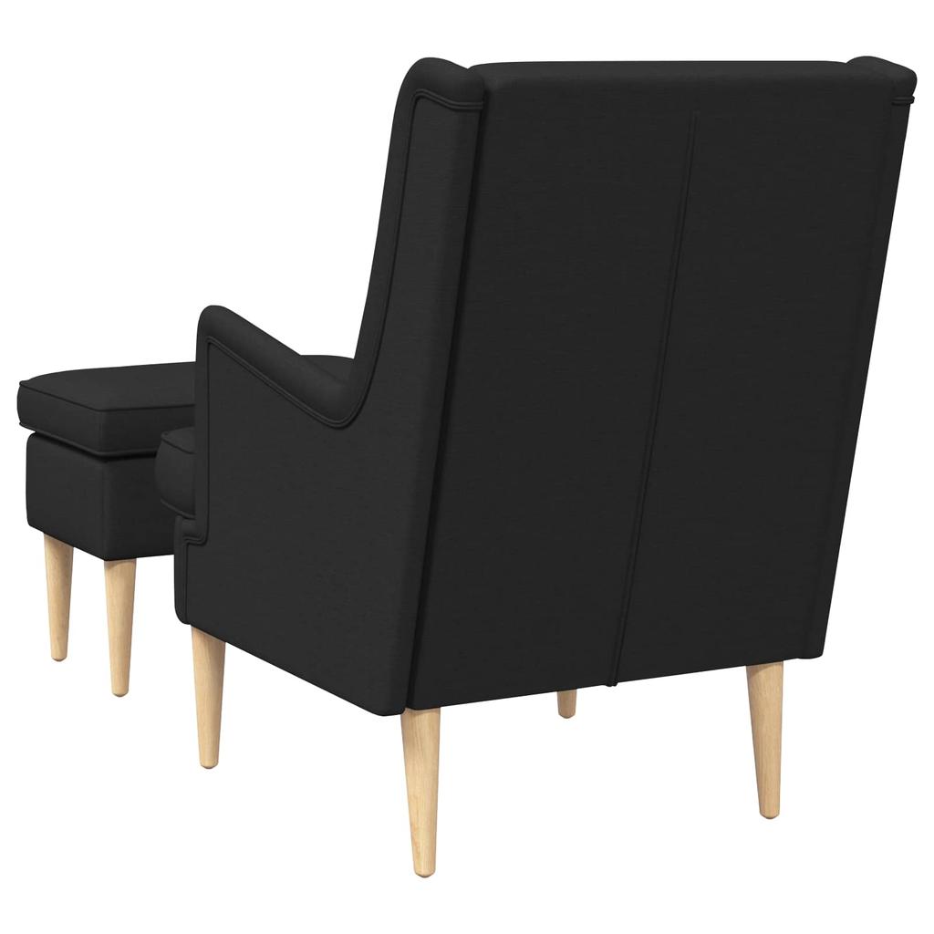 Armchair with Footstool 2 pcs. Black Fabric