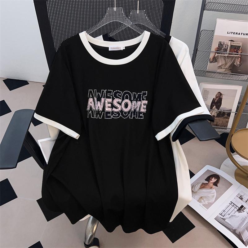 

Women s Plus Size Slimming Short-Sleeve Mid-Length Round Neck T-Shirt (200/300/350 Jin) 5XL