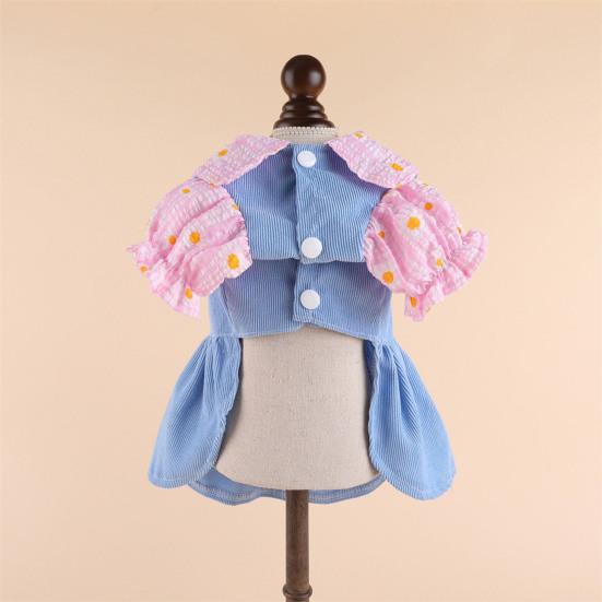 Adorable Pet Princess Dress with Cute Bear Button Soft Comfortable Breathable Cat Dog Dress for Spring Summer