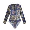 Fashion Sexy Zipper Long-sleeved Women's One-piece Swimsuit