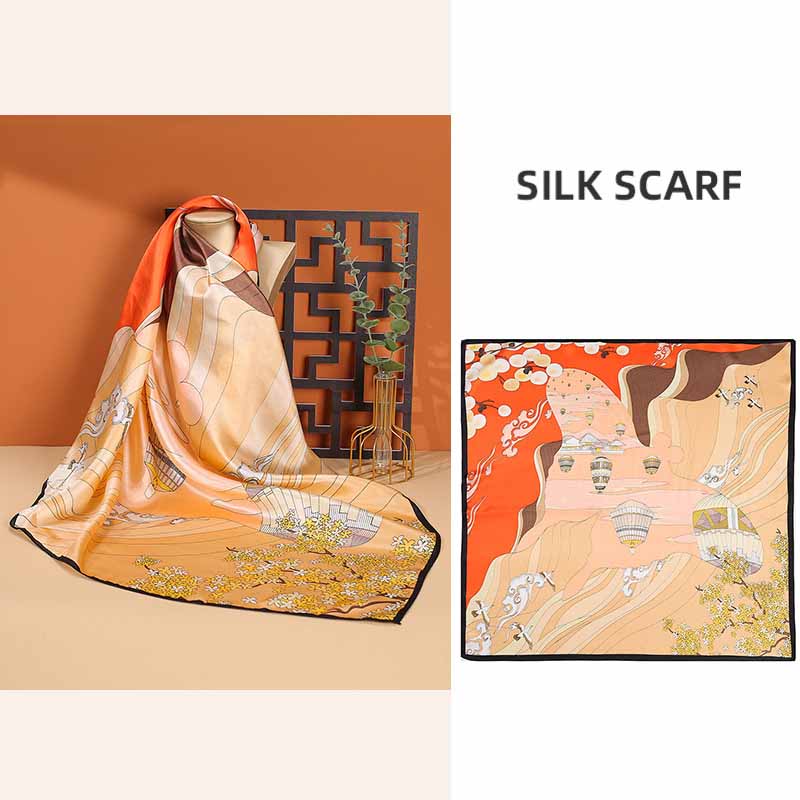 68*68cm 100% Mulberry Silk Scarf Luxury Printed Square Shawl Elegant Lightweight Soft Summer Fashion Accessory Women